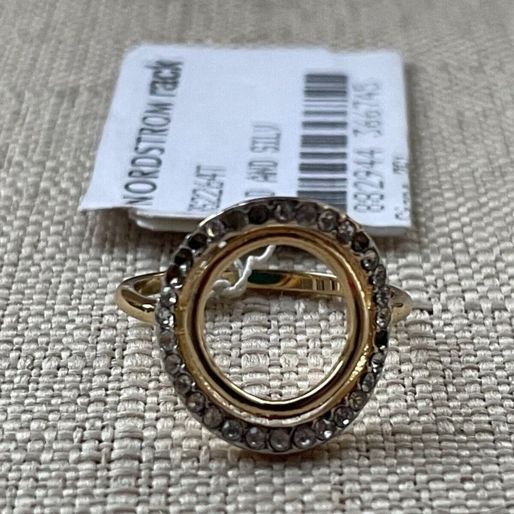 Nordstrom Women Rings Gold Tone Crystal Accent Ring Size 7 Read Desc - Picture 6 of 10